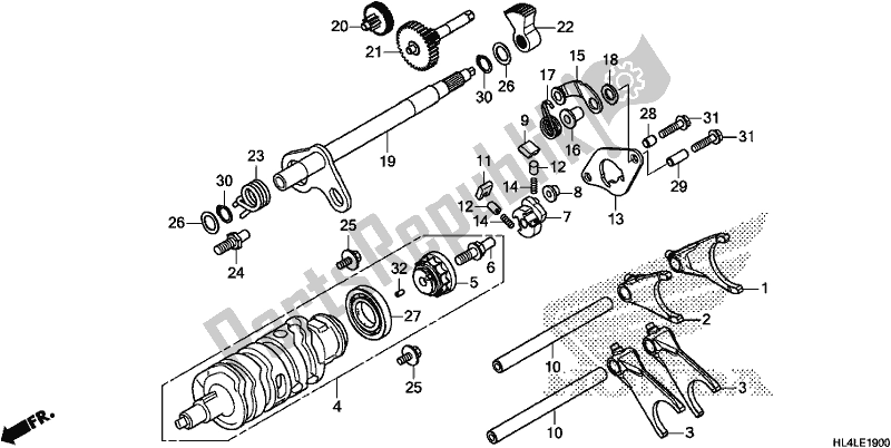All parts for the Gearshift Fork (transmission) of the Honda SXS 1000M3P Pioneer 1000 3 Seat 2020