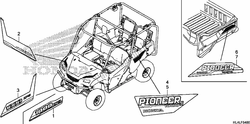 Tutte le parti per il Marchio del Honda SXS 1000M3P Pioneer 1000 3 Seat 2020