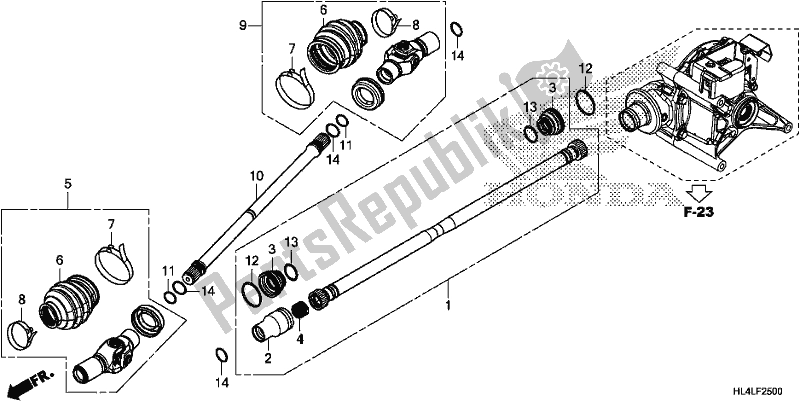 All parts for the Propeller Shaft of the Honda SXS 1000M3P Pioneer 1000 3 Seat 2020