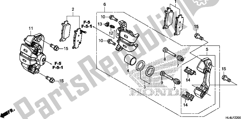 All parts for the Rear Brake Caliper of the Honda SXS 1000M3P Pioneer 1000 3 Seat 2020