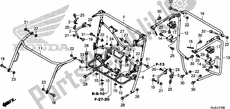 All parts for the Roll Bar of the Honda SXS 1000M3P Pioneer 1000 3 Seat 2020