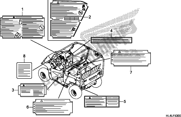 Tutte le parti per il Etichetta Di Avvertenza del Honda SXS 1000M5D Pioneer 1000 5 Seat 2020