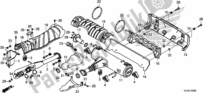 Tutte le parti per il Silenziatore Di Scarico del Honda SXS 1000M5D Pioneer 1000 5 Seat 2020