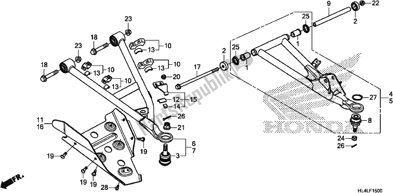 Tutte le parti per il Braccio Anteriore del Honda SXS 1000M5D Pioneer 1000 5 Seat 2020