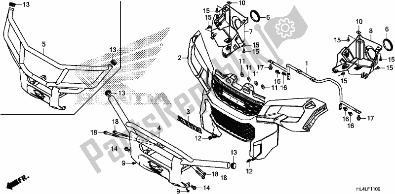 Wszystkie części do Front Grille/front Bumper Honda SXS 1000M5D Pioneer 1000 5 Seat 2020