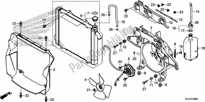 All parts for the Radiator of the Honda SXS 1000M5D Pioneer 1000 5 Seat 2020