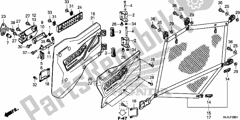 Tutte le parti per il Rear Door del Honda SXS 1000M5D Pioneer 1000 5 Seat 2020