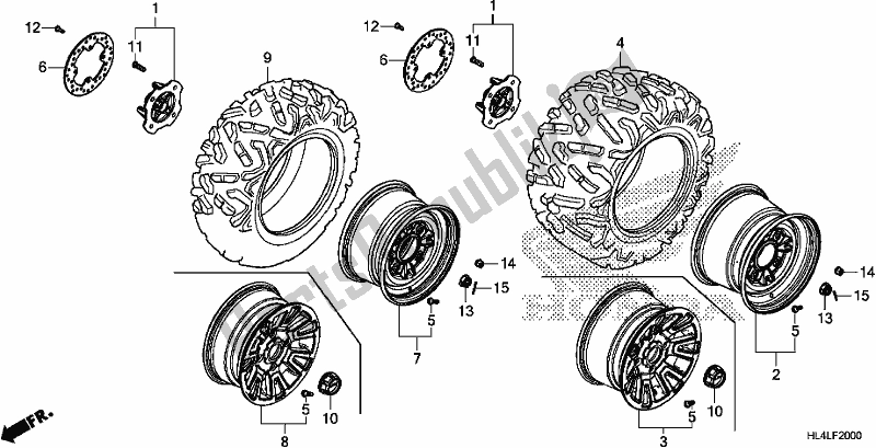 Todas as partes de Roda do Honda SXS 1000M5D Pioneer 1000 5 Seat 2020
