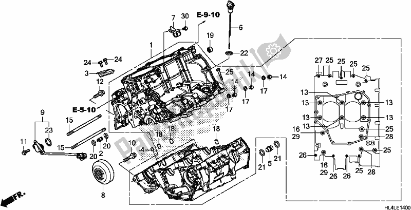 All parts for the Crankcase of the Honda SXS 1000M5L Pioneer 1000 5 Seat 2020