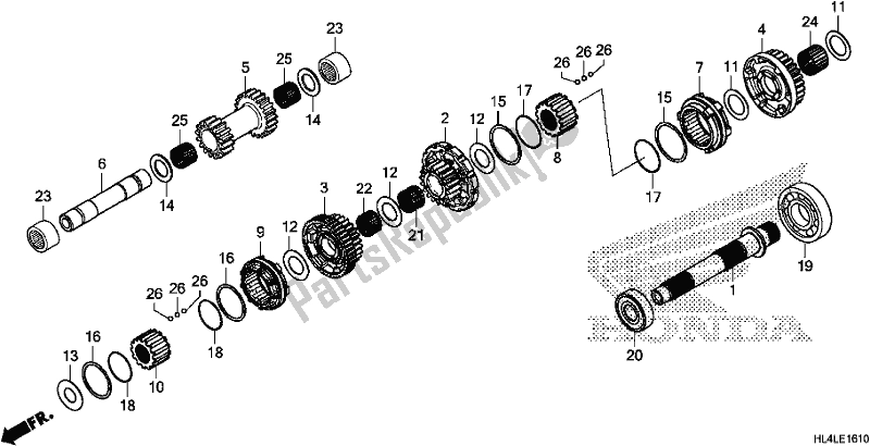 Todas las partes para Final Drive Shaft de Honda SXS 1000M5L Pioneer 1000 5 Seat 2020