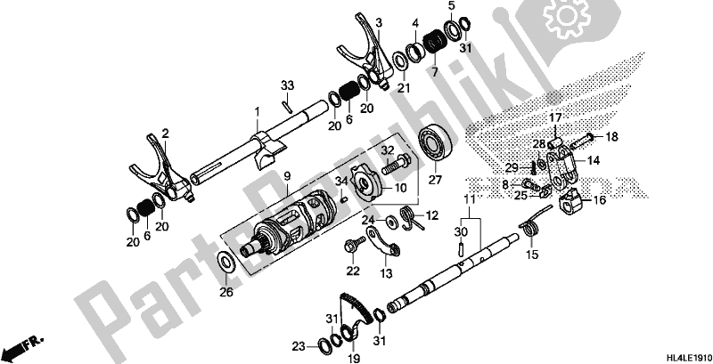Alle onderdelen voor de Gearshift Fork (sub Transmission) van de Honda SXS 1000M5L Pioneer 1000 5 Seat 2020