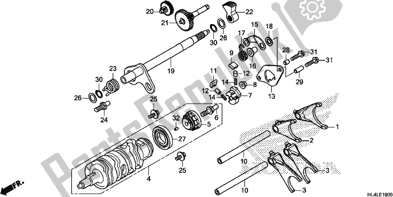 All parts for the Gearshift Fork (transmission) of the Honda SXS 1000M5L Pioneer 1000 5 Seat 2020