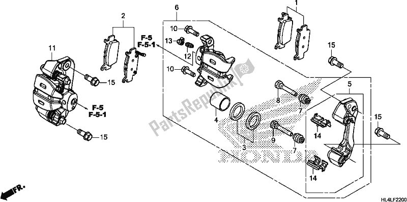 All parts for the Rear Brake Caliper of the Honda SXS 1000M5L Pioneer 1000 5 Seat 2020