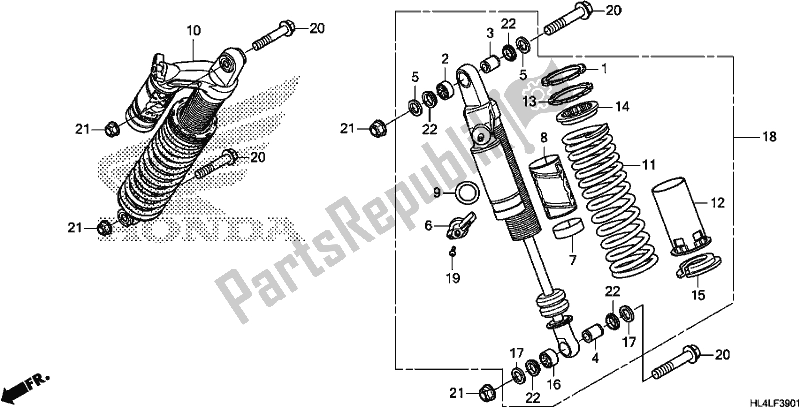 Alle onderdelen voor de Achterkussen van de Honda SXS 1000M5L Pioneer 1000 5 Seat 2020
