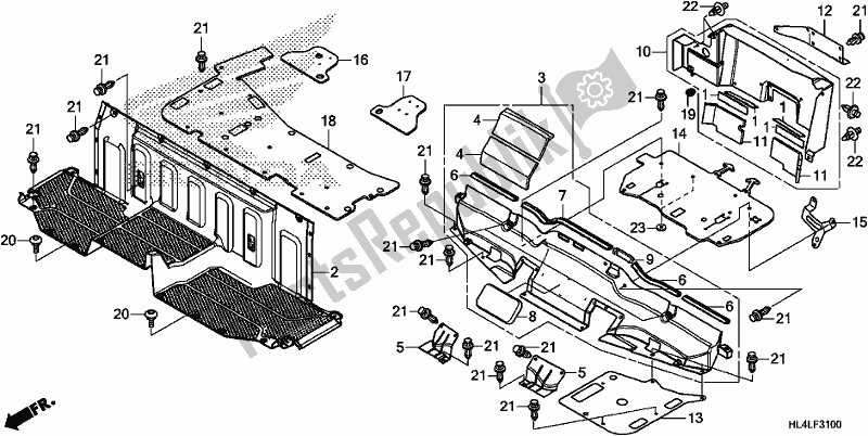 All parts for the Seat Bottom Cover of the Honda SXS 1000M5L Pioneer 1000 5 Seat 2020