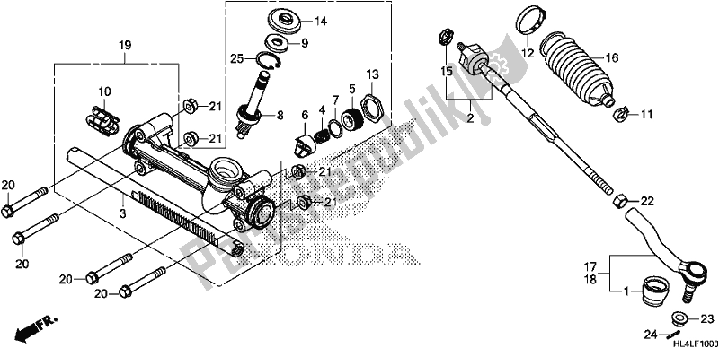 Toutes les pièces pour le Steering Gear Box/tie Rod du Honda SXS 1000M5L Pioneer 1000 5 Seat 2020