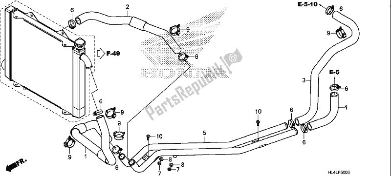 Todas las partes para Water Pipe/water Hose de Honda SXS 1000M5L Pioneer 1000 5 Seat 2020