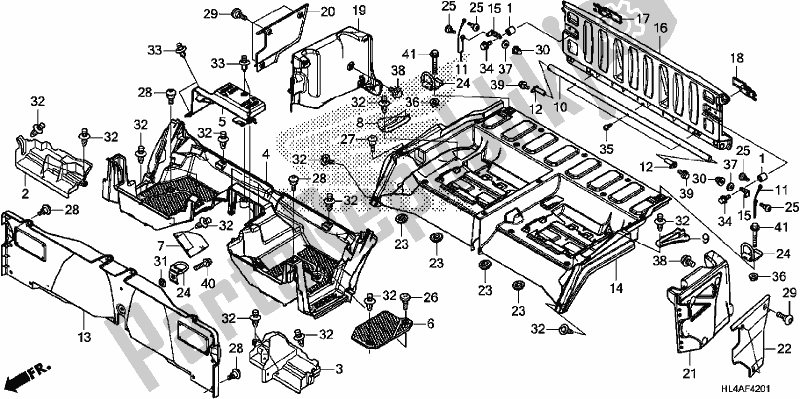 All parts for the Bed Plate/rear Gate of the Honda SXS 1000M5P Pioneer 1000 5 Seat 2017