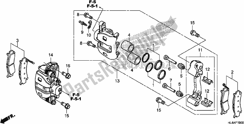 All parts for the Front Brake Caliper of the Honda SXS 1000M5P Pioneer 1000 5 Seat 2017