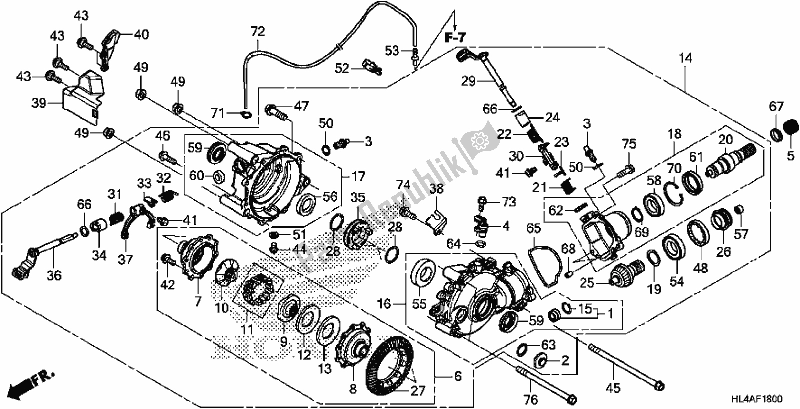 All parts for the Front Final Gear of the Honda SXS 1000M5P Pioneer 1000 5 Seat 2017