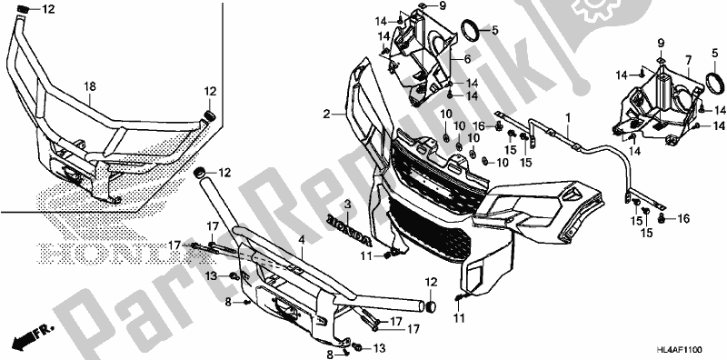 All parts for the Front Grille/front Bumper of the Honda SXS 1000M5P Pioneer 1000 5 Seat 2017