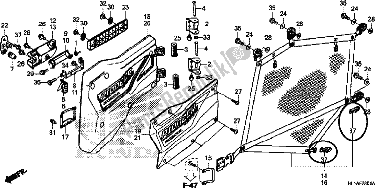 All parts for the Rear Door of the Honda SXS 1000M5P Pioneer 1000 5 Seat 2017