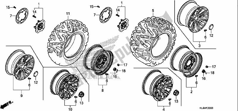 Todas las partes para Rueda de Honda SXS 1000M5P Pioneer 1000 5 Seat 2017