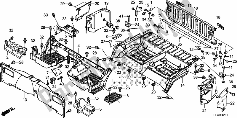 All parts for the Bed Plate/rear Gate of the Honda SXS 1000M5P Pioneer 1000 5 Seat 2018