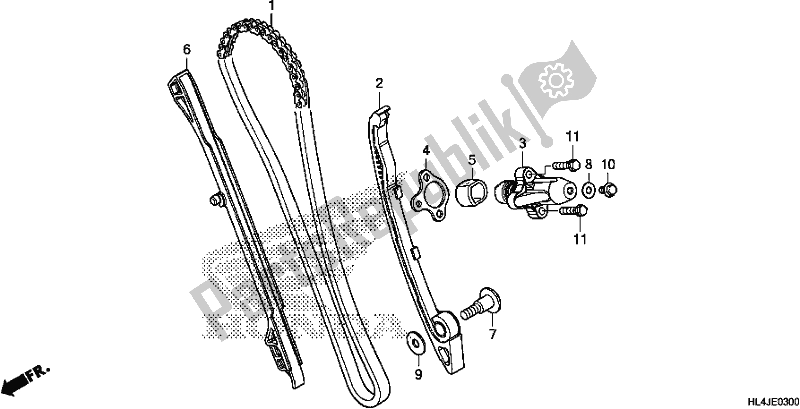 All parts for the Cam Chain/tensioner of the Honda SXS 1000M5P Pioneer 1000 5 Seat 2018