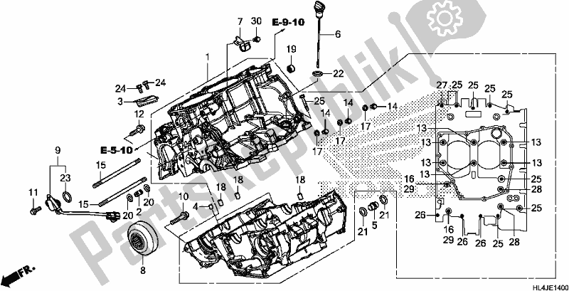 All parts for the Crankcase of the Honda SXS 1000M5P Pioneer 1000 5 Seat 2018