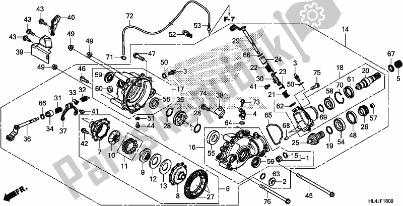 Alle onderdelen voor de Voorste Eindversnelling van de Honda SXS 1000M5P Pioneer 1000 5 Seat 2018