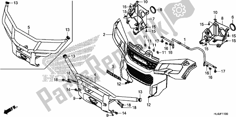 Alle onderdelen voor de Front Grille/front Bumper van de Honda SXS 1000M5P Pioneer 1000 5 Seat 2018