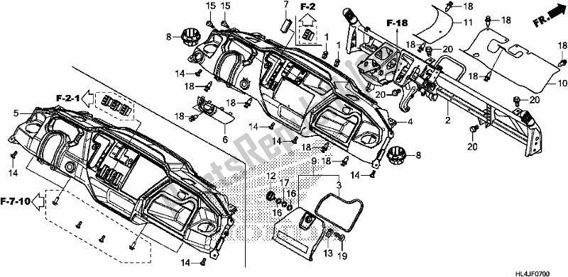 Alle onderdelen voor de Instrumentenpaneel van de Honda SXS 1000M5P Pioneer 1000 5 Seat 2018
