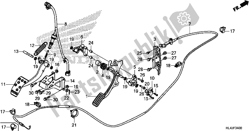 Tutte le parti per il Pedale del Honda SXS 1000M5P Pioneer 1000 5 Seat 2018
