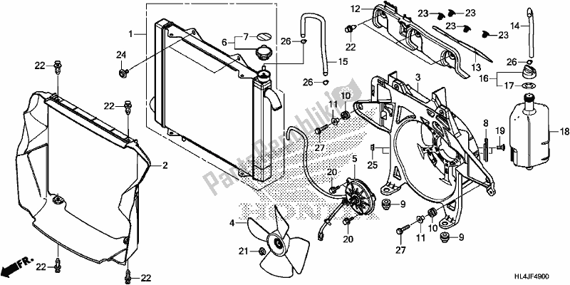 Alle onderdelen voor de Radiator van de Honda SXS 1000M5P Pioneer 1000 5 Seat 2018