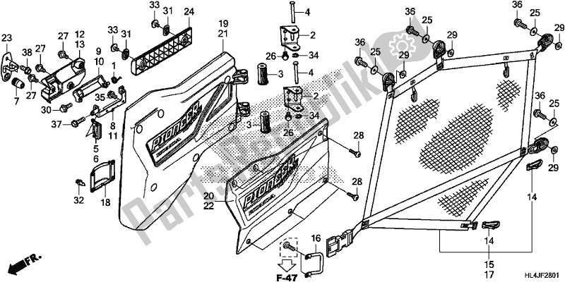 Tutte le parti per il Rear Door del Honda SXS 1000M5P Pioneer 1000 5 Seat 2018