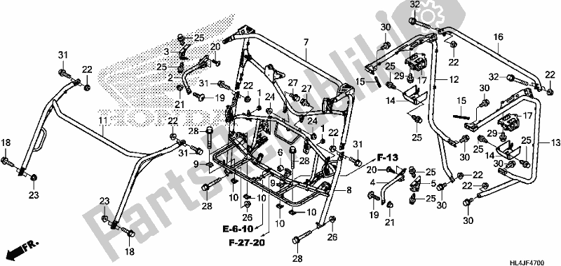 Alle onderdelen voor de Roll Bar van de Honda SXS 1000M5P Pioneer 1000 5 Seat 2018