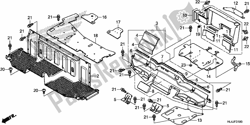 All parts for the Seat Bottom Cover of the Honda SXS 1000M5P Pioneer 1000 5 Seat 2018