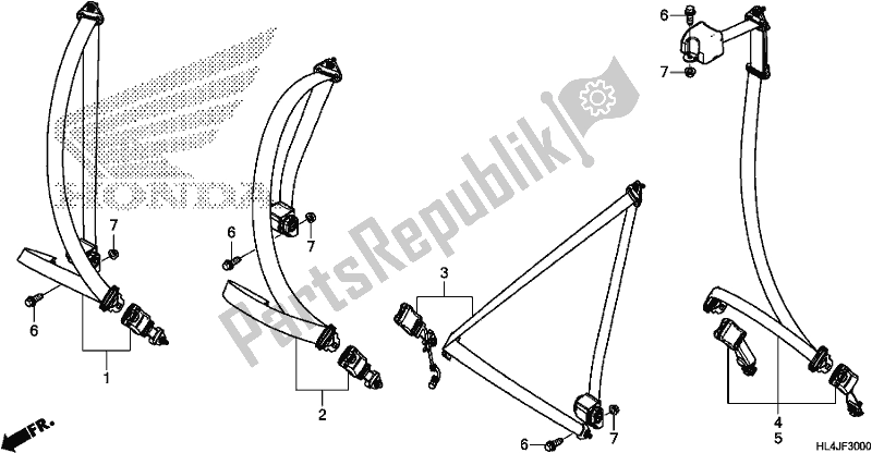 Alle onderdelen voor de Seatbelt van de Honda SXS 1000M5P Pioneer 1000 5 Seat 2018