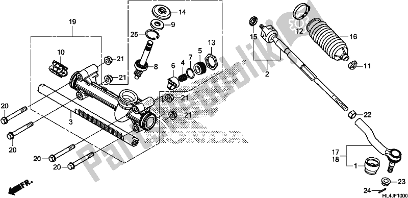 All parts for the Steering Gear Box/tie Rod of the Honda SXS 1000M5P Pioneer 1000 5 Seat 2018