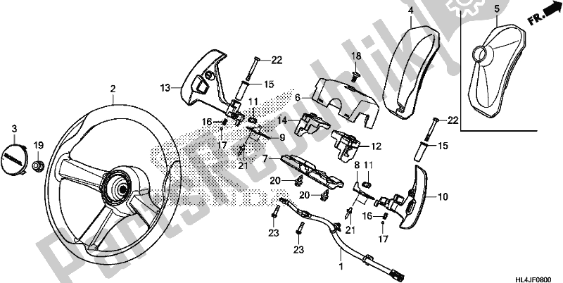 Alle onderdelen voor de Steering Wheel van de Honda SXS 1000M5P Pioneer 1000 5 Seat 2018