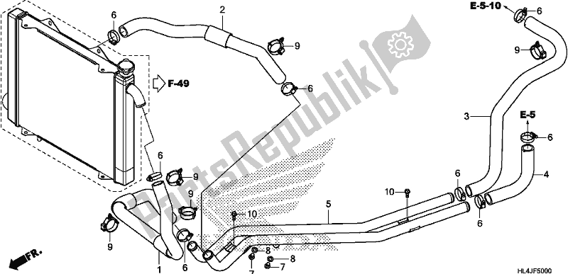 Todas las partes para Water Pipe/water Hose de Honda SXS 1000M5P Pioneer 1000 5 Seat 2018