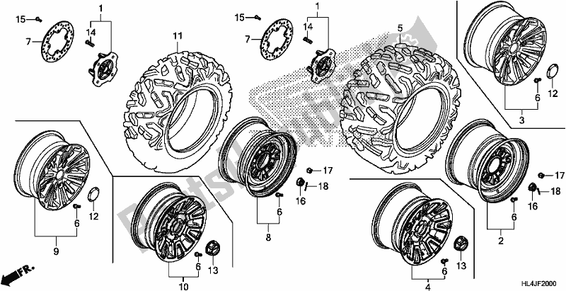 Todas las partes para Rueda de Honda SXS 1000M5P Pioneer 1000 5 Seat 2018