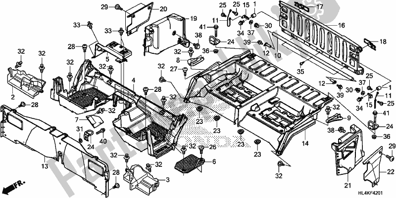 Alle onderdelen voor de Bed Plate/rear Gate van de Honda SXS 1000M5P Pioneer 1000 5 Seat 2019