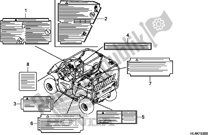 Alle onderdelen voor de Waarschuwingsetiket van de Honda SXS 1000M5P Pioneer 1000 5 Seat 2019