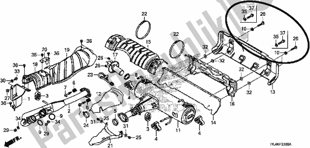 Tutte le parti per il Silenziatore Di Scarico del Honda SXS 1000M5P Pioneer 1000 5 Seat 2019