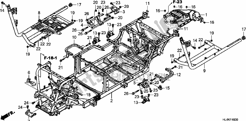 Toutes les pièces pour le Corps De Châssis du Honda SXS 1000M5P Pioneer 1000 5 Seat 2019