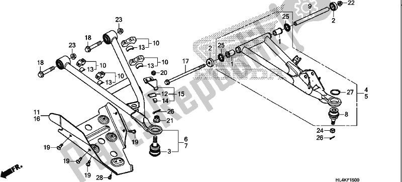 All parts for the Front Arm of the Honda SXS 1000M5P Pioneer 1000 5 Seat 2019