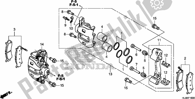 Alle onderdelen voor de Remklauw Voor van de Honda SXS 1000M5P Pioneer 1000 5 Seat 2019