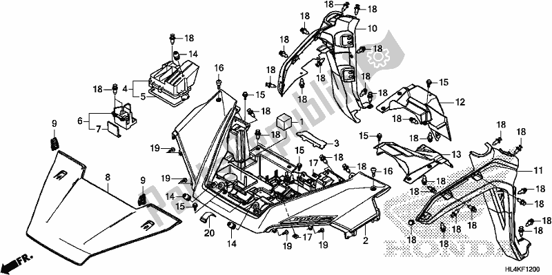 Todas las partes para Front Fender/hood de Honda SXS 1000M5P Pioneer 1000 5 Seat 2019